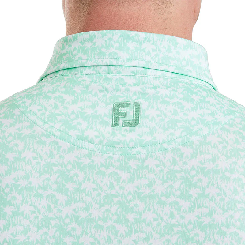FOOTJOY Hidden Palm Print Lisle Men's Polo (Sea Glass) - Image 4