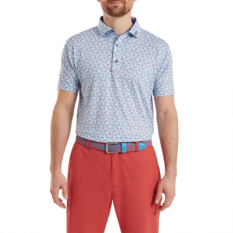 FOOTJOY Surfs Up Print Lisle Men's Polo (White) - Image 3