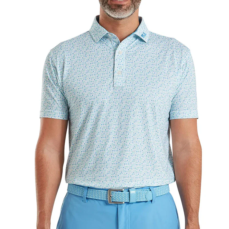 FOOTJOY Surfs Up Print Lisle Men's Polo (Deep Reef) - Image 3