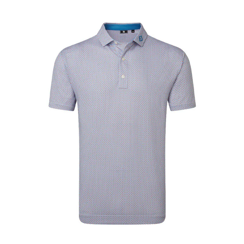 FOOTJOY Nautical Flag Print Lisle Men's Polo (Red/Blue)