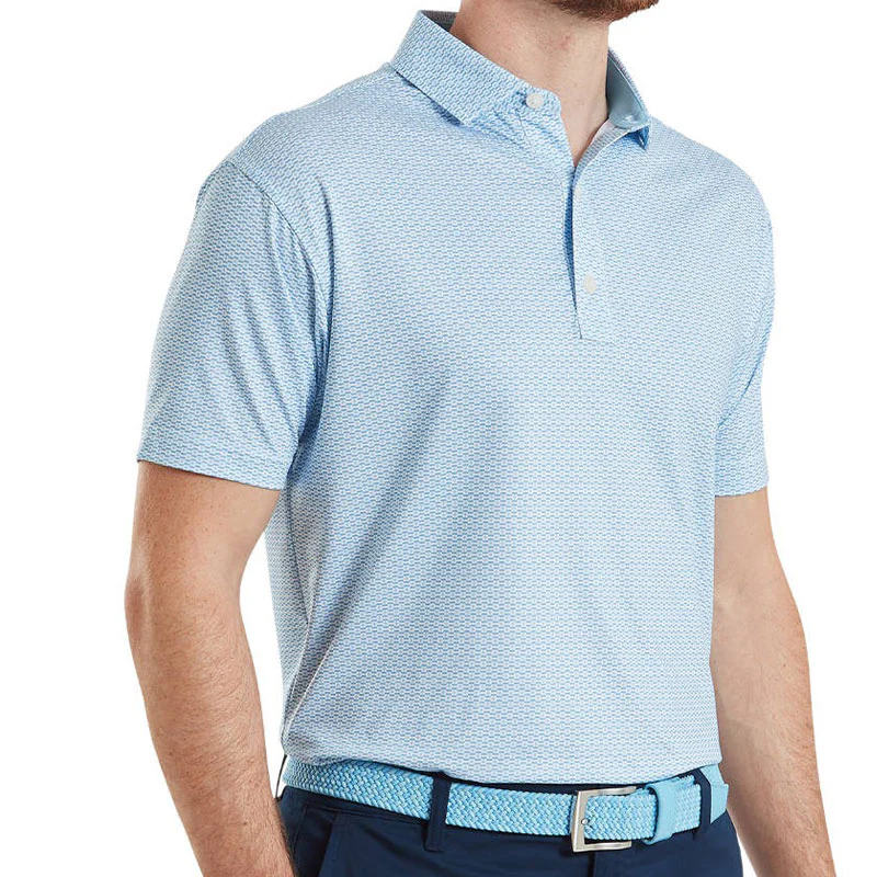 FOOTJOY Nautical Flag Print Lisle Men's Polo (Blue) - Image 3