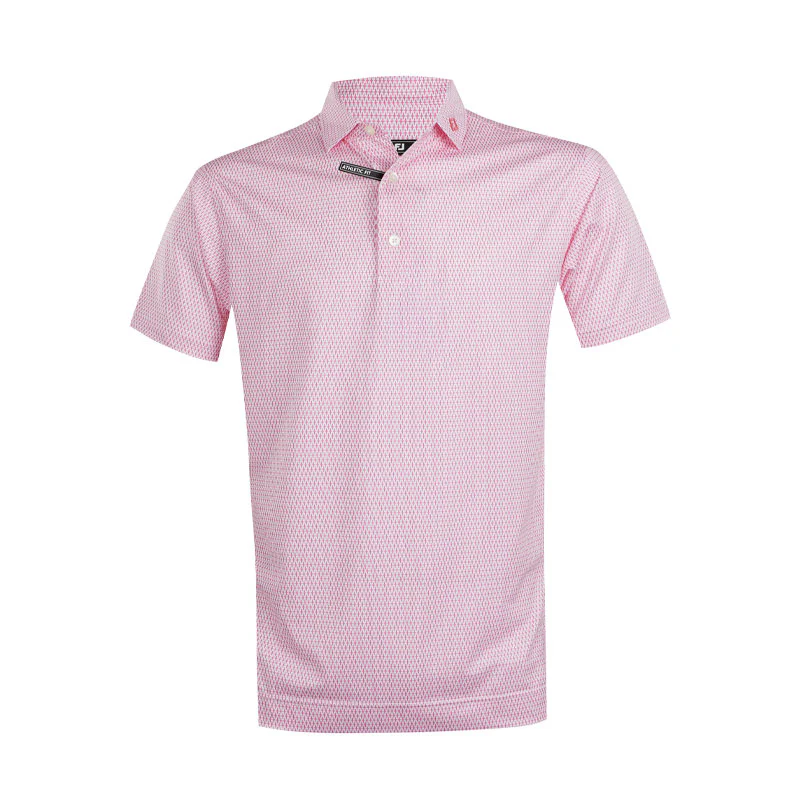 FOOTJOY Grip Print Lisle Men's Polo (White/Red)