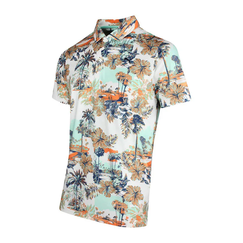 PUMA CLOUDSPUN Palm Boy's Polo (White) - Image 3