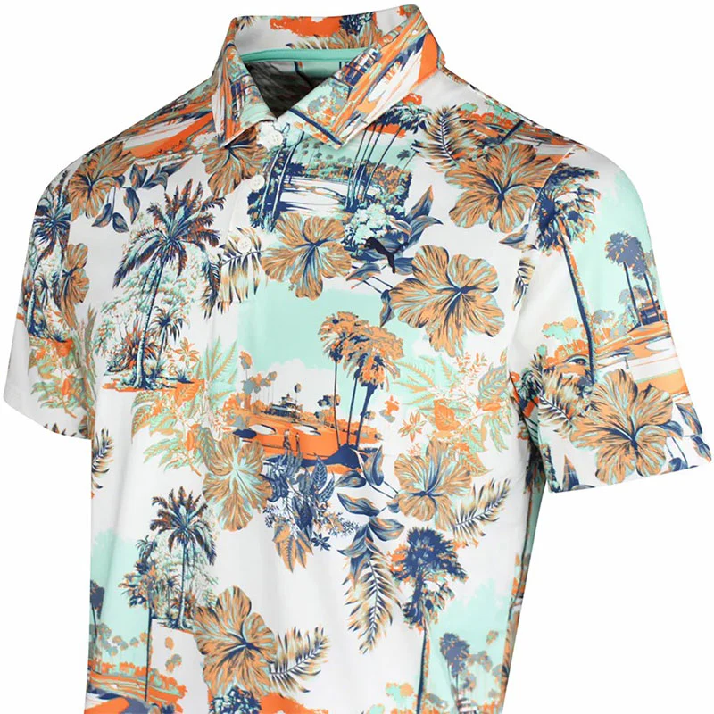 PUMA CLOUDSPUN Palm Boy's Polo (White) - Image 4