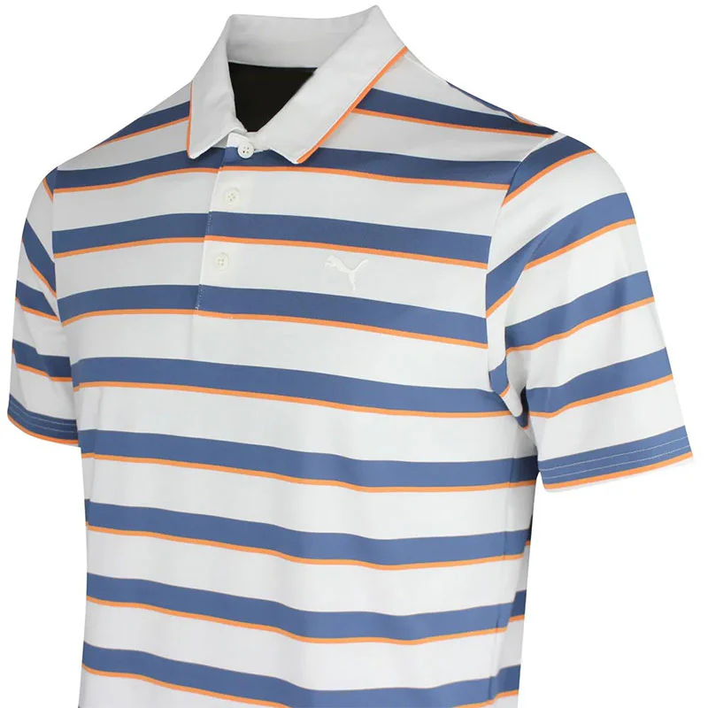 PUMA CLOUDSPUN Stripe Men's Polo (White/Indigo) - Image 4