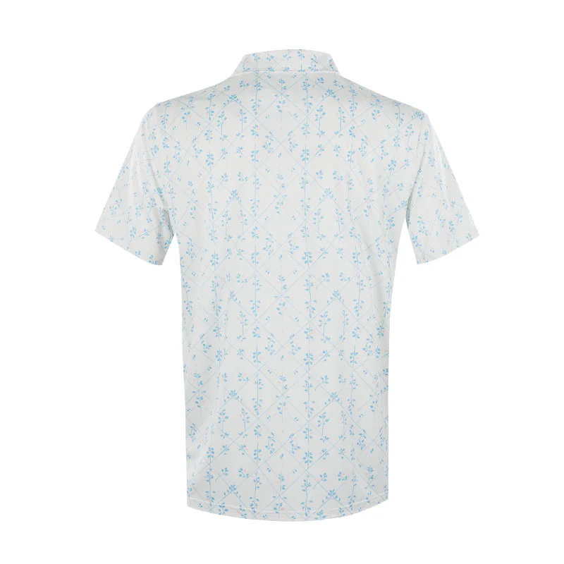 PUMA CLOUDSPUN Argyle Bloom Men's Polo (White/Light Blue) - Image 2