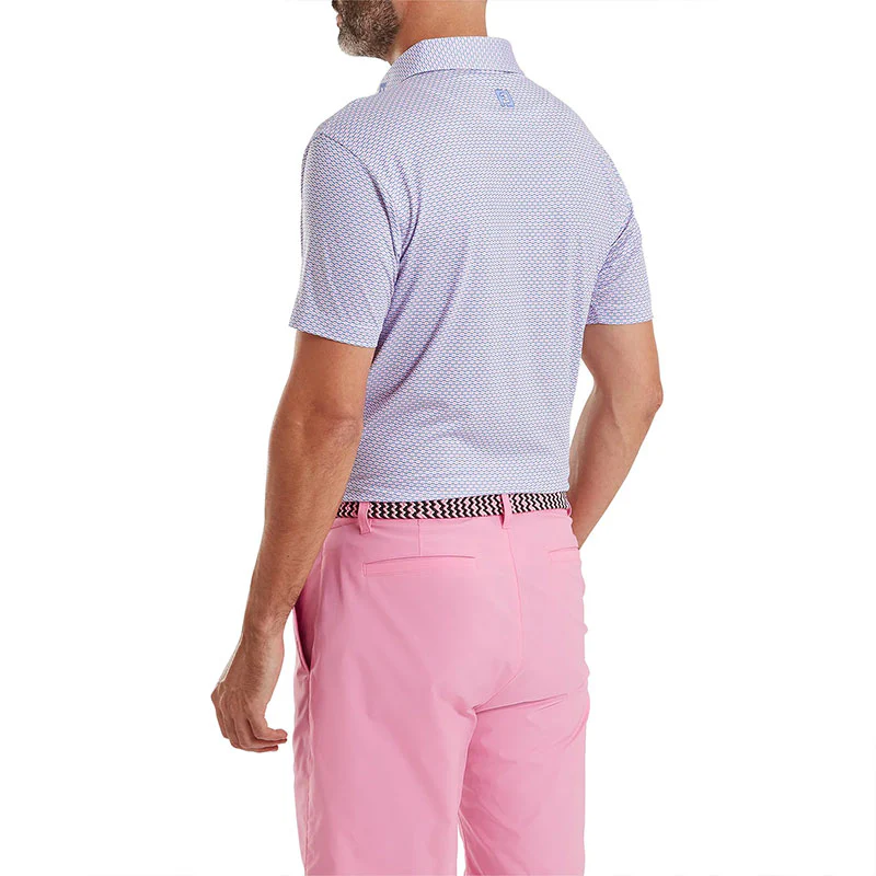 FOOTJOY Nautical Flag Print Lisle Men's Polo (Pink/Purple) - Image 4