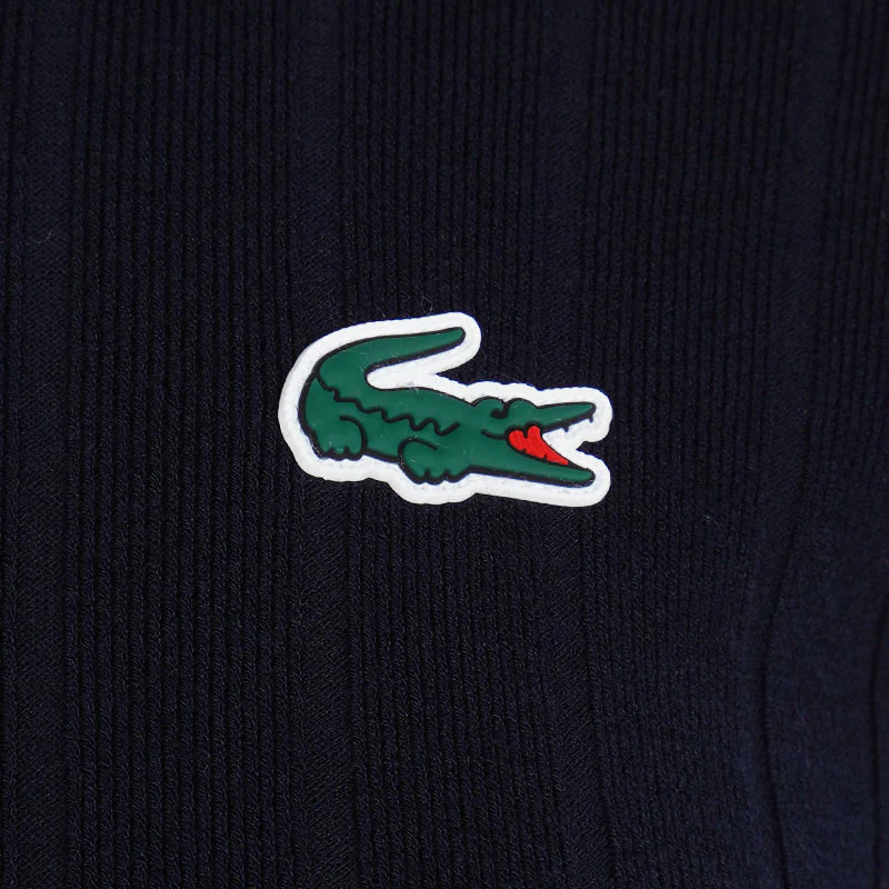 LACOSTE Polo Collar Women's Sweater (Navy/Flour) - Image 4