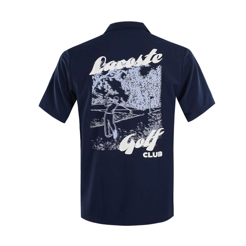 LACOSTE Ultra Dry Printed Stretch Men's Polo (Navy) - Image 2