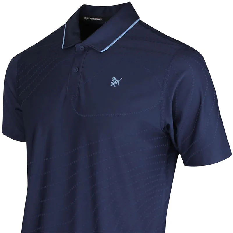 PUMA x Reigning Champ Jacquard Men's Polo (Deep Navy) - Image 4