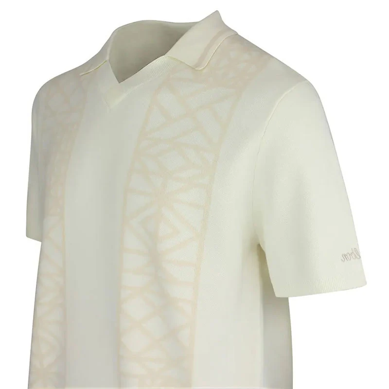 MALBON GOLF Habana Men's Polo (Cream) - Image 4