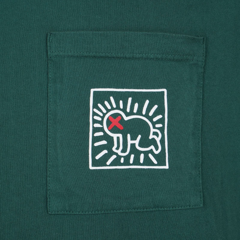 MALBON GOLF x Keith Haring Pocket Men's T-Shirt (Green) - Image 3