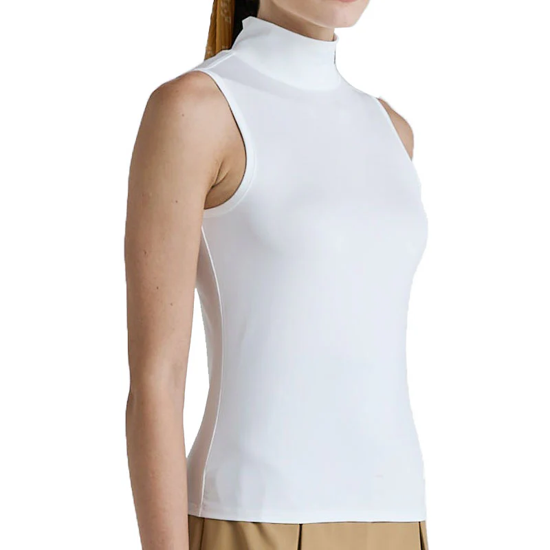 MALBON GOLF Matchpoint Women's Sleeveless Mock Shirt (White) - Image 3