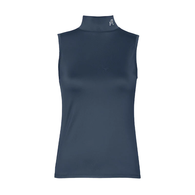 MALBON GOLF Matchpoint Women's Sleeveless Mock Shirt (Navy)