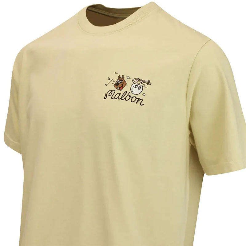 MALBON GOLF Two Man Scramble Men's T-Shirt (Light Khaki) - Image 4
