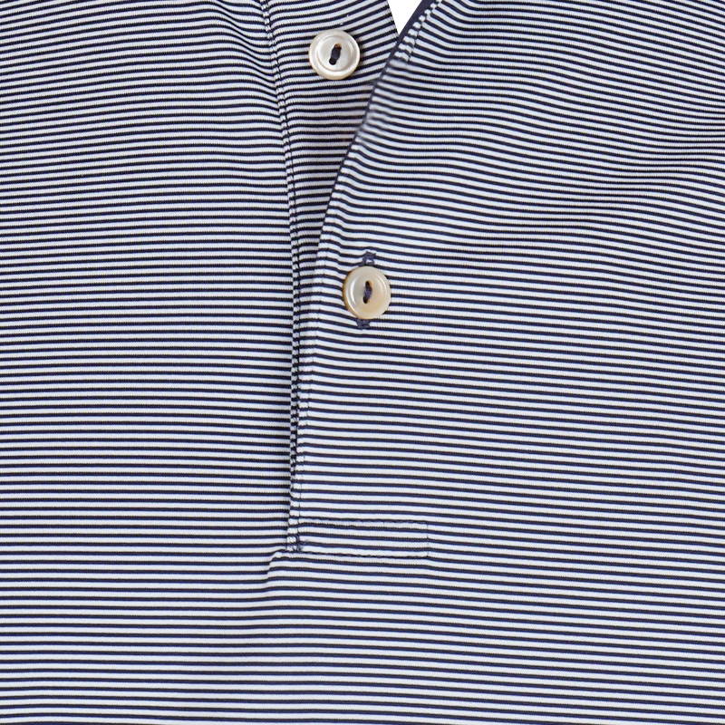 PETER MILLAR Jubilee Stripe Men's Long Sleeve Polo (Navy) - Image 3