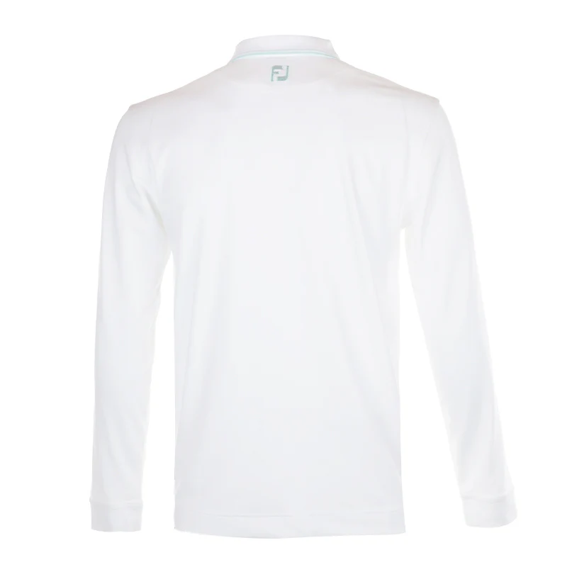 FOOTJOY Lightweight Pique Men's Long Sleeve Polo (White) - Image 2