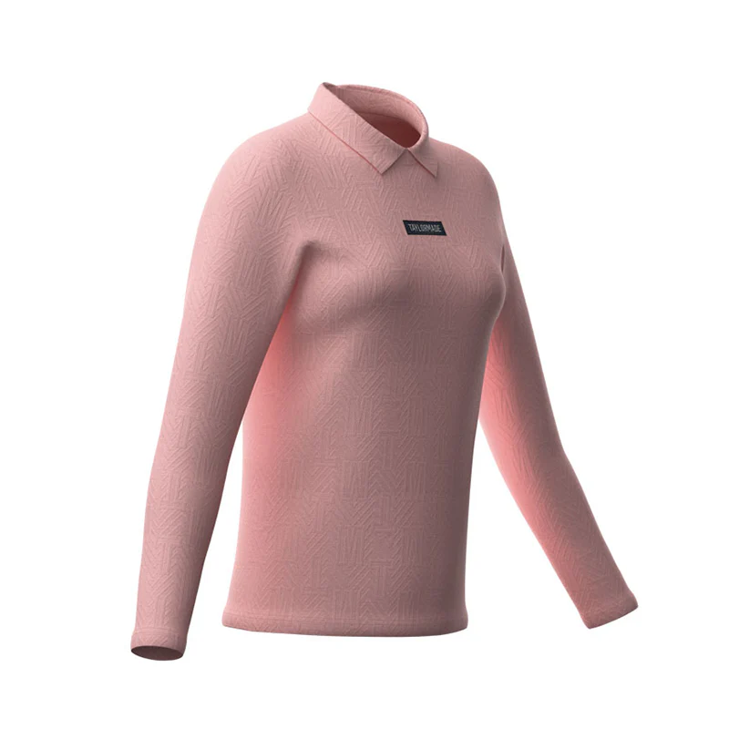 TAYLORMADE Monogram Women's Longsleeve Polo (Pink) - Image 3