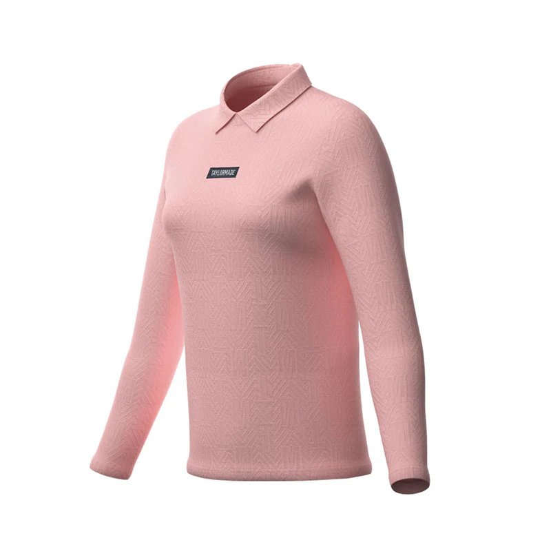 TAYLORMADE Monogram Women's Longsleeve Polo (Pink) - Image 4