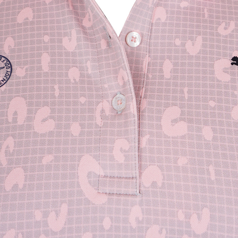 PUMA Leopard Jacquard Women's Long Sleeve Polo (Peach) - Image 3