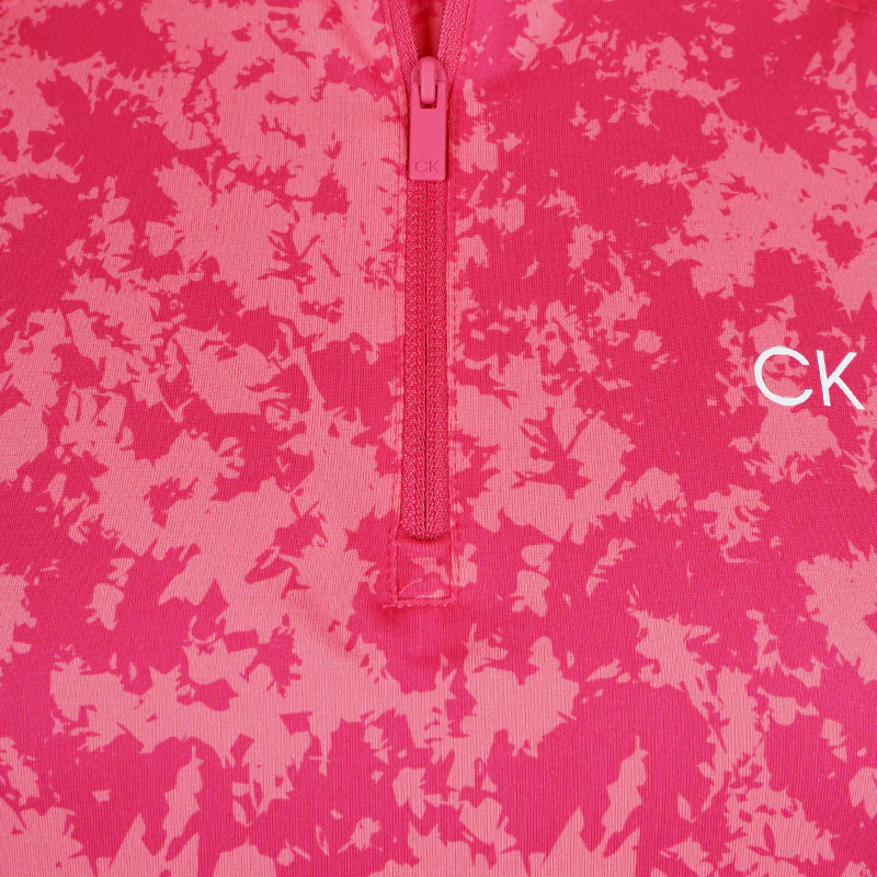 CALVIN KLEIN Canvas Printed 1/2 Zip Women's Long Sleeve Polo (Pink) - Image 3