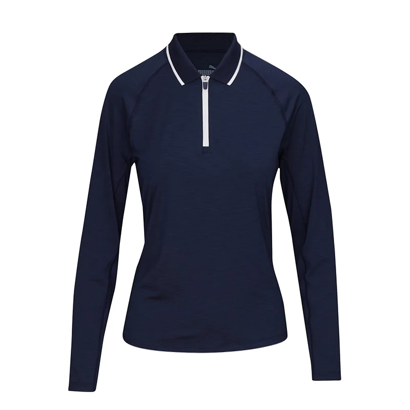 PUMA You-V Women's Long Sleeve Polo (Deep Navy)