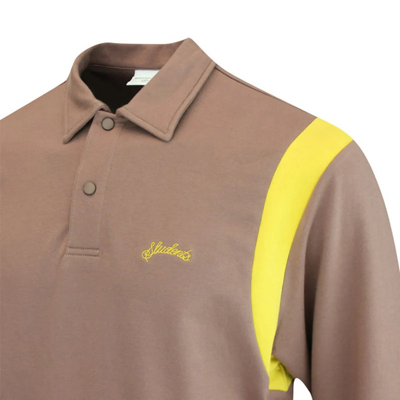 STUDENTSGOLF Callum Men's Long Sleeve Polo (Brown) - Image 3