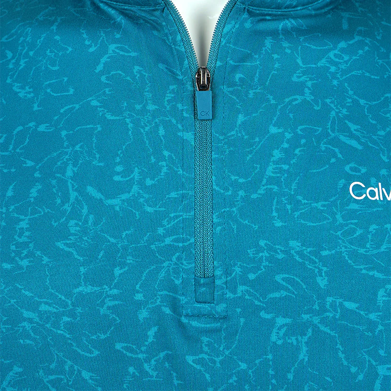 CALVIN KLEIN Printed Newport 1/4 Zip Long Sleeve Shirt (Sea Green) - Image 3