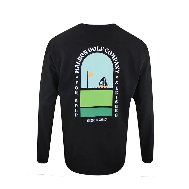 MALBON GOLF Marina Men's Long Sleeve T-Shirt (Black) - Image 2