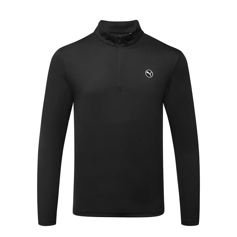 PUMA Pure 2.0 Texture Quarter Zip Men's Long Sleeve Shirt (Black)