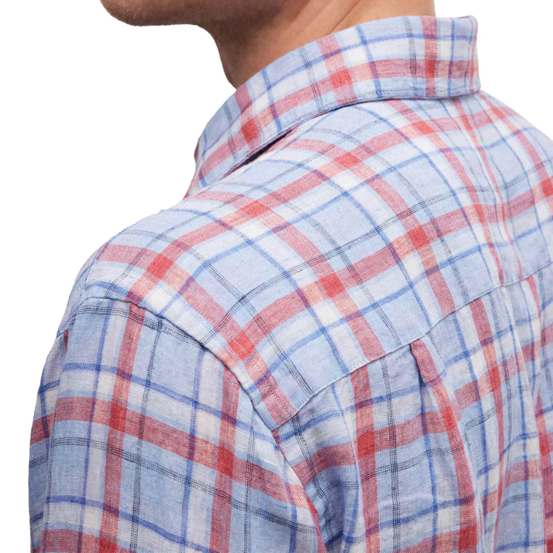 PETER MILLAR Sadler Linen Sport Men's Longsleeve Shirt (Blue Frost) - Image 4