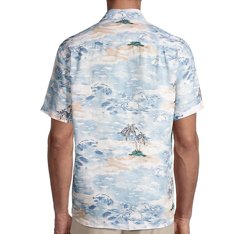 PETER MILLAR Tropics Linen Sport Men's Shirt (Blue Frost) - Image 2