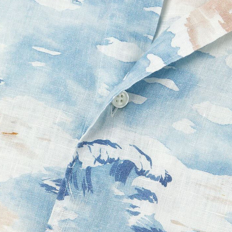 PETER MILLAR Tropics Linen Sport Men's Shirt (Blue Frost) - Image 4