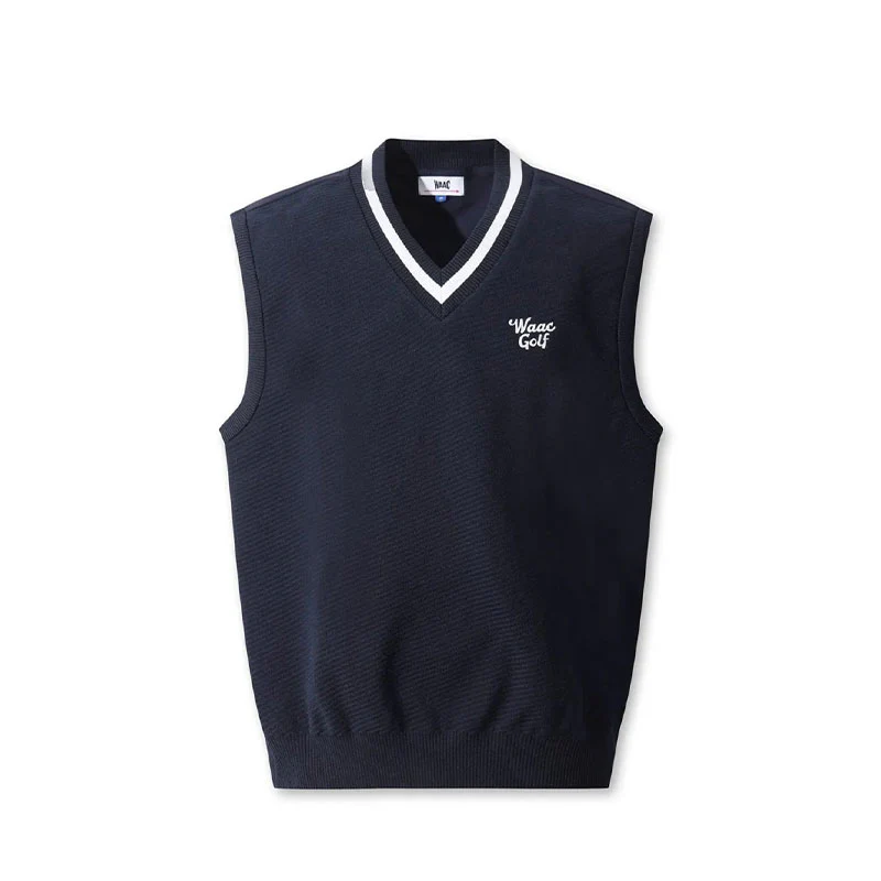 WAAC Men's V-Neck Knit Vest (Dark Navy)