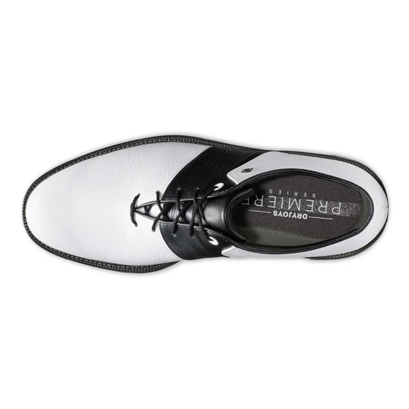 FOOTJOY Premiere Packard Lace Men's Spiked Shoes (White/Black) - Image 3