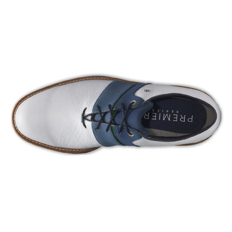 FOOTJOY Premiere Series Packard LX Men's Spiked Shoes (White/Navy/Tan) - Image 3