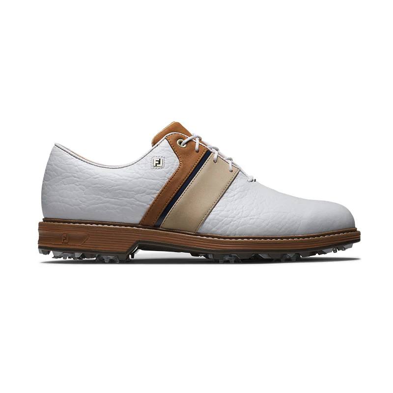 FOOTJOY Premiere Series Packard LX Men's Spiked Shoes (White/Khaki)