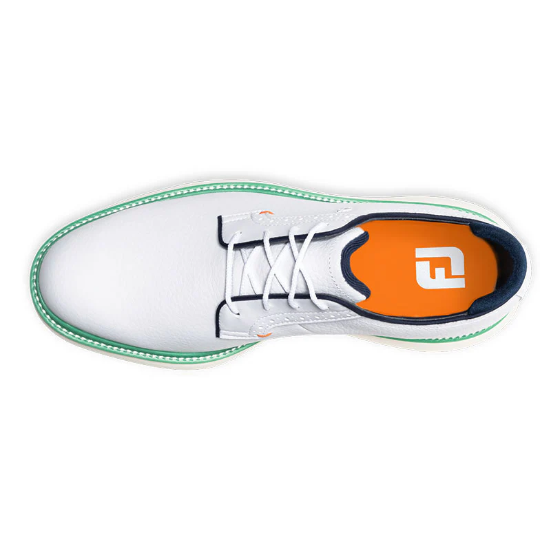 FOOTJOY Traditions Men's Spikeless Shoes (White/Navy/Teal) - Image 3