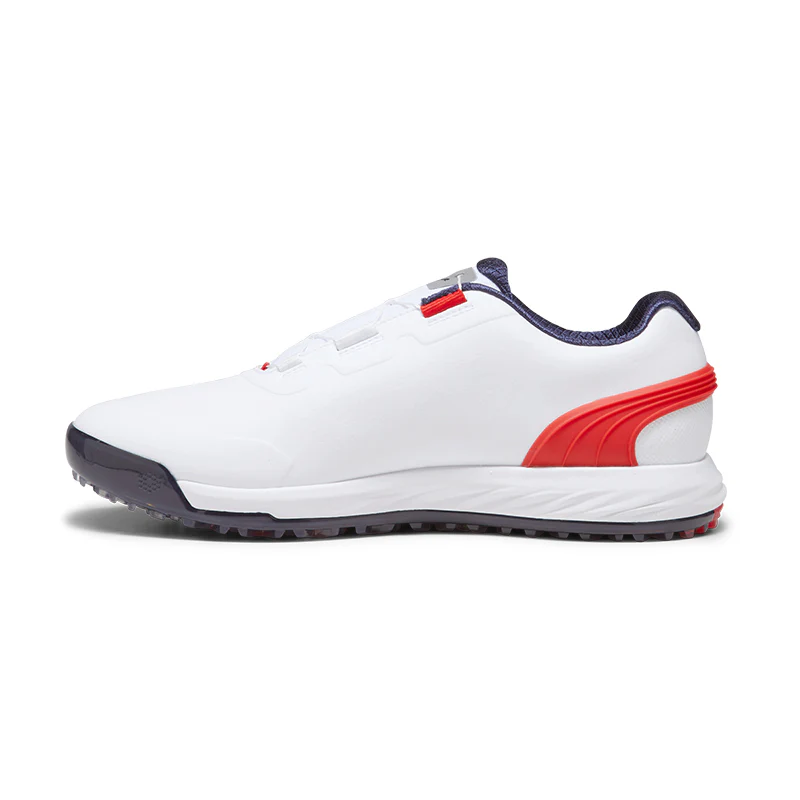 PUMA ALPHACAT Nitro Disc Men's Spikeless Shoes (White/Red/Navy) - Image 2