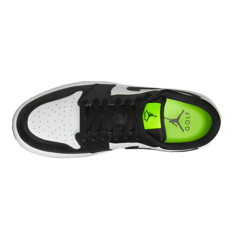 NIKE Air Jordan 1 Low Men's Spikeless Shoes (White/Black/Volt) - Image 3