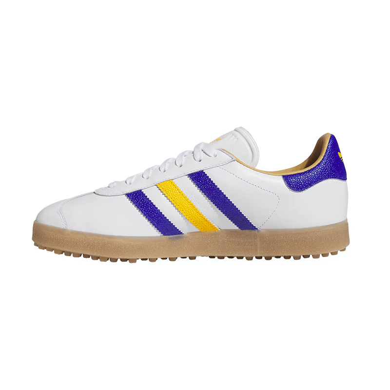 ADIDAS Gazelle Unisex Spikeless Shoes (White/Blue/Yellow) - Image 2
