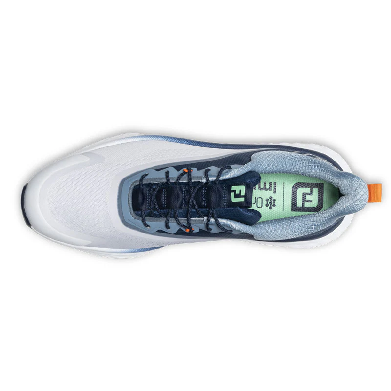 FOOTJOY Quantum Textile Men's Spikeless Shoes (White/Blue/Green) - Image 3