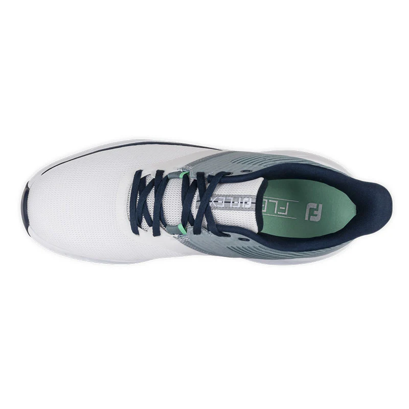FOOTJOY Flex Men's Spikeless Shoes (White/Blue/Green) - Image 3