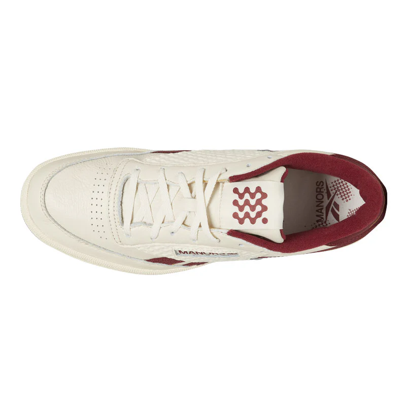 MANORS x Reebok Club C Revenge Men's Spikeless Shoes (Beige/Burgundy) - Image 3