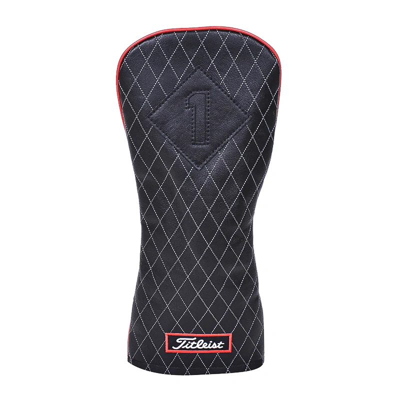 TITLEIST Jet Black Leather Driver Headcover (Black/Black/Red)